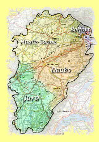 Overzichtskaart Franche-Comté